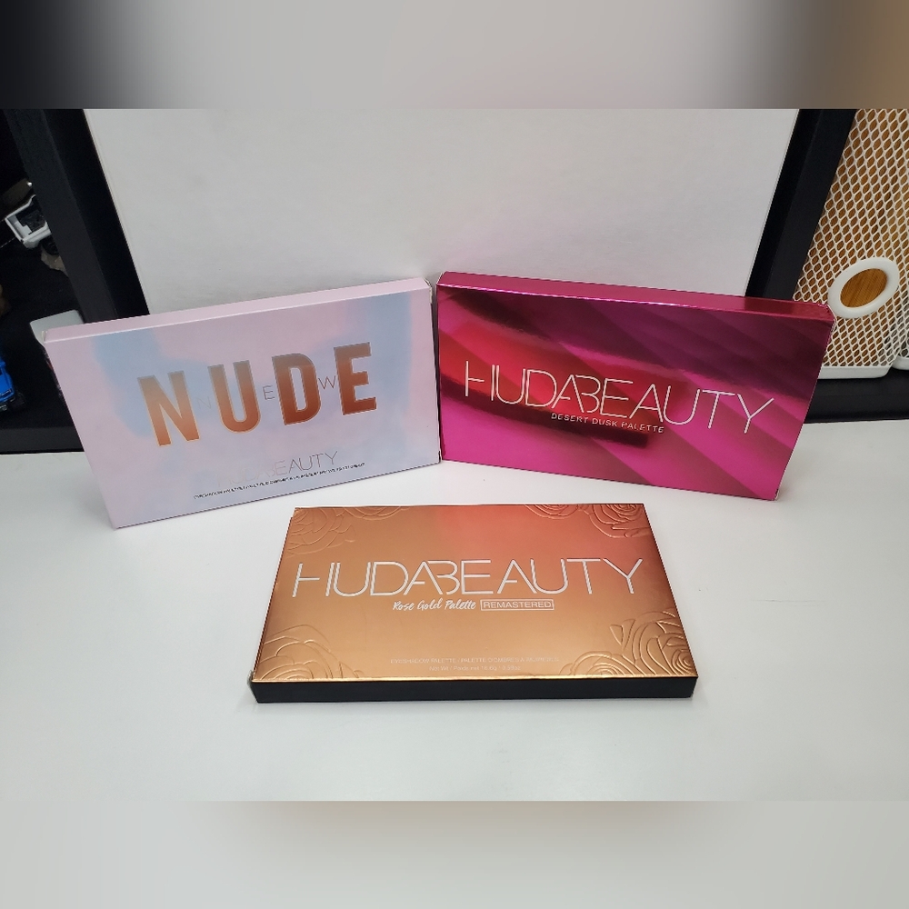 Huda Beauty 3 Pack Rose Gold Palette Remastered / Desert Dusk / Nude Eyeshadow